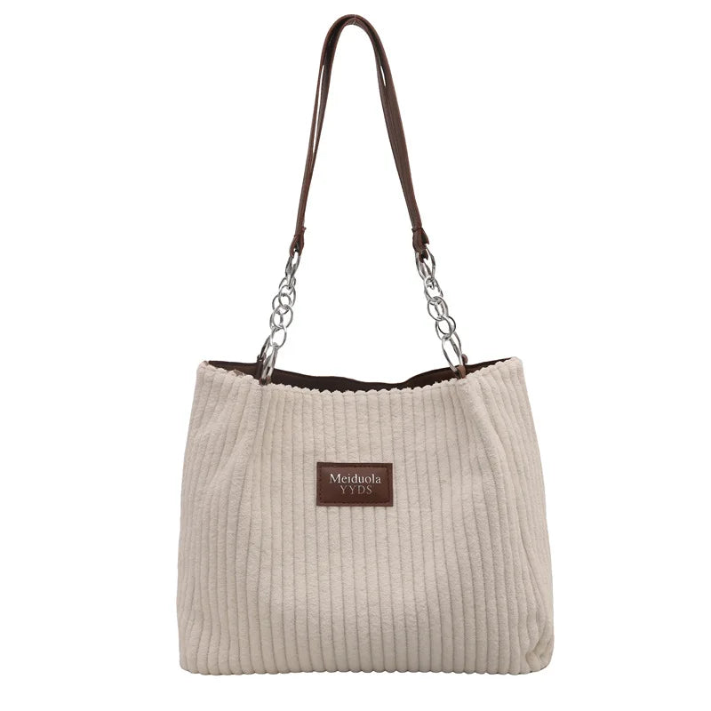 Bolso tote de pana de gran capacidad | Elegante y funcional