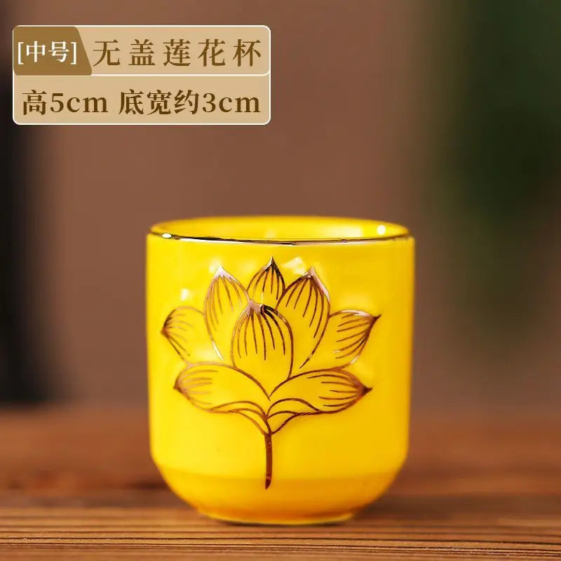 Lotus Cup Relief Ceramic Tea Cup | Elegant Guanyin Tea Set