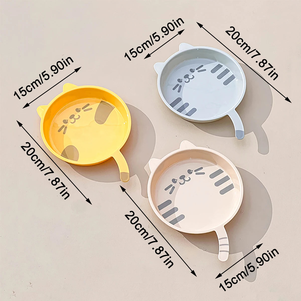 Cute Cat Pattern Plastic Dessert Plate | Reusable Kitchen Tableware