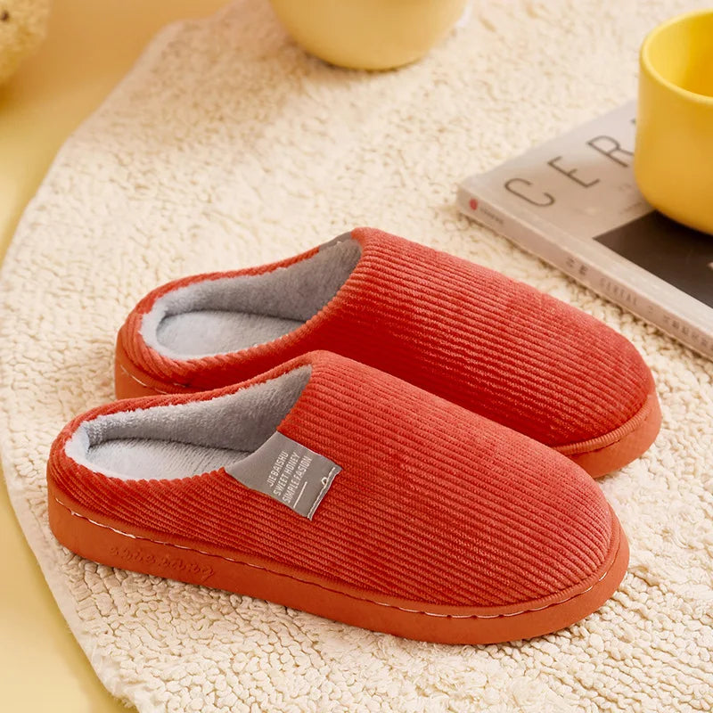 Cozy Plush Cotton Slippers for Couples | Anti-Slip Indoor Footwear