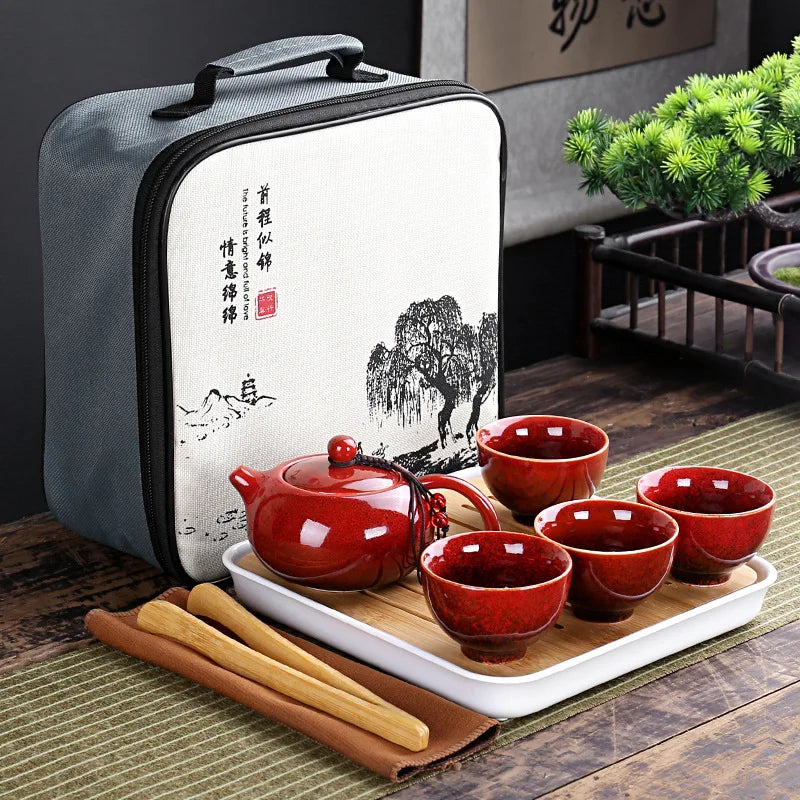 Portable Chinese Kung Fu Tea Set | Travel-Friendly Ceramic Teapot