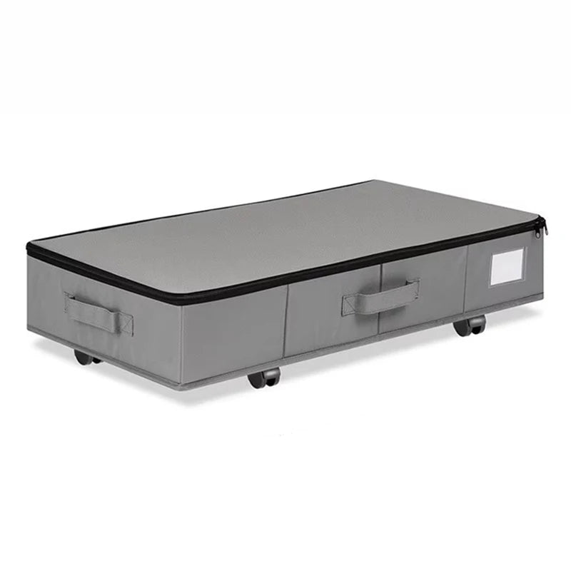 Large Bed Bottom Sliding Storage Box - Oxford Fabric Dustproof Clothes Organizer with Wheels for Under Bed Mobile Wardrobe