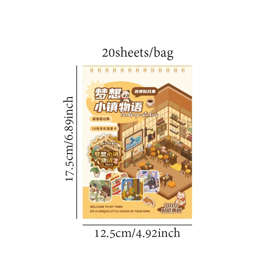 Cute Cartoon Scenography Sticker Set for DIY Projects