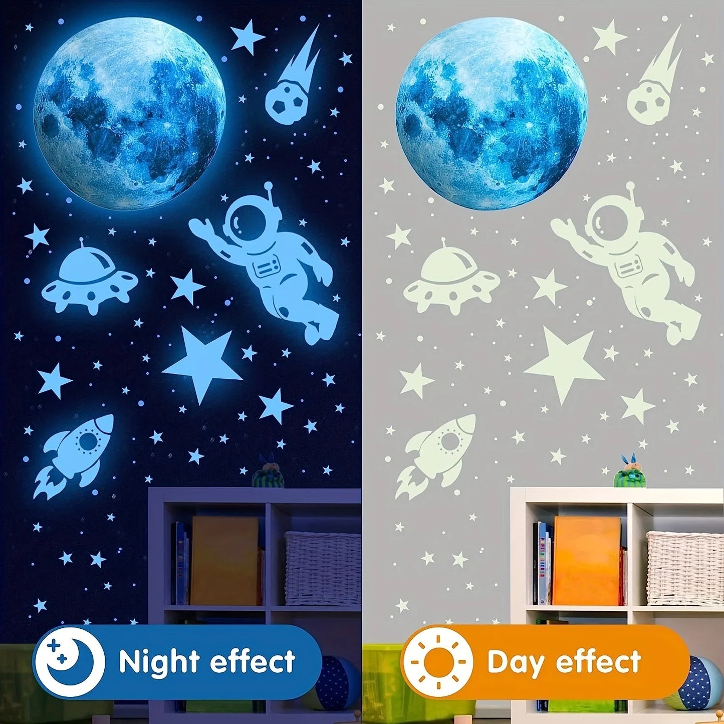 531 piezas de decoración espacial que brilla en la oscuridad | Aventura en la habitación de los niños