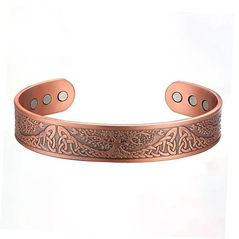 Vintage Magnetic Energy Wristband Bracelet | Antique Copper Charm