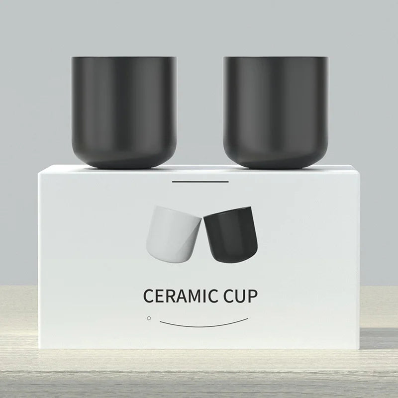 Elegant Black and White Ceramic Coffee Cup Set | Durable Espresso Mugs
