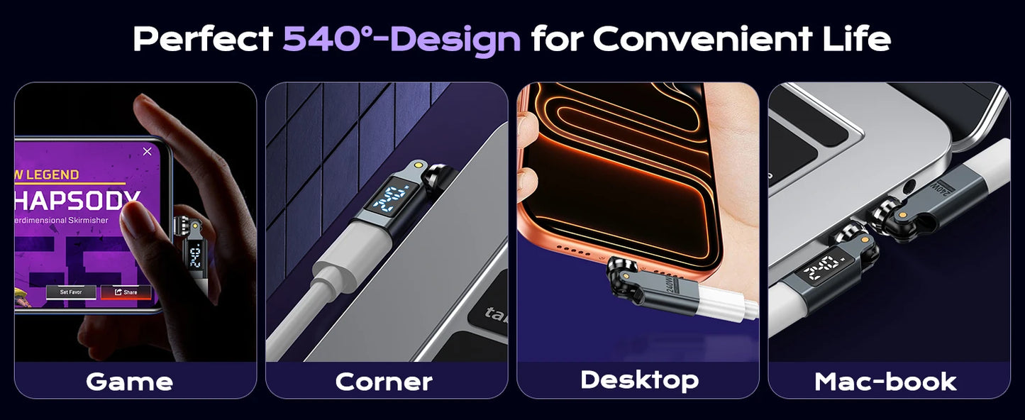USB C OTG Adapter with Digital Display | Fast 5A Charging Converter