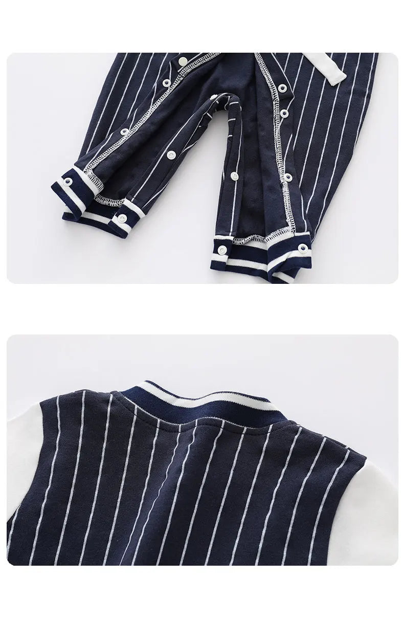 Baby Boy's Cotton Baseball Jumpsuit | Adorable Autumn Outfit