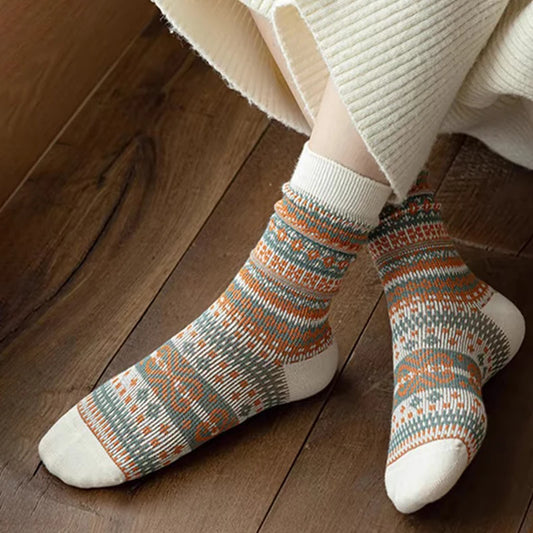 Calcetines de punto de estilo étnico cálido para mujer | Cómodos y con estilo