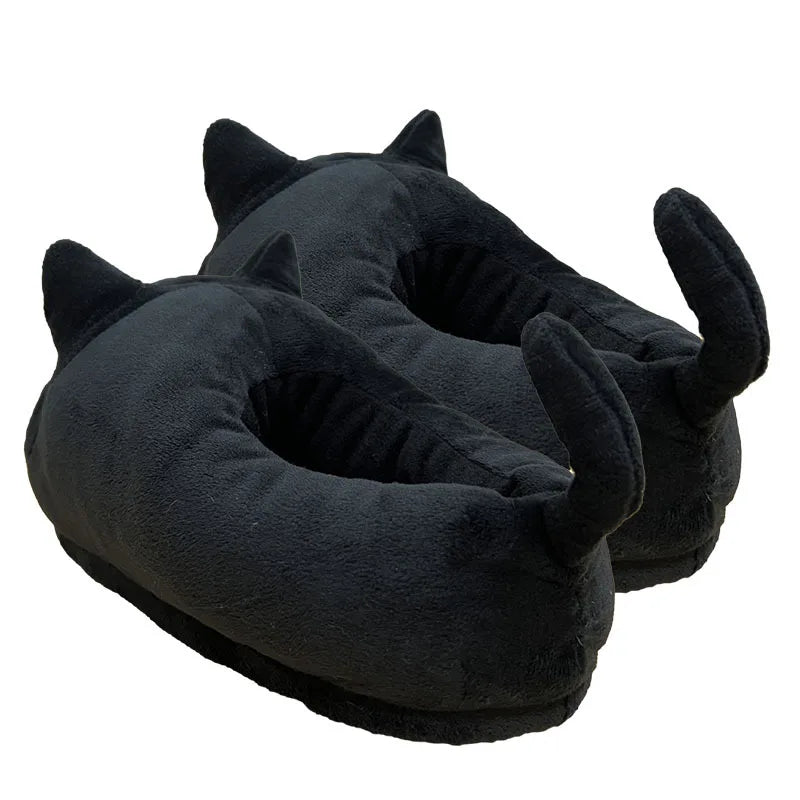 Cute Cartoon Cat Plush Slippers | Cozy Winter Indoor Footwear