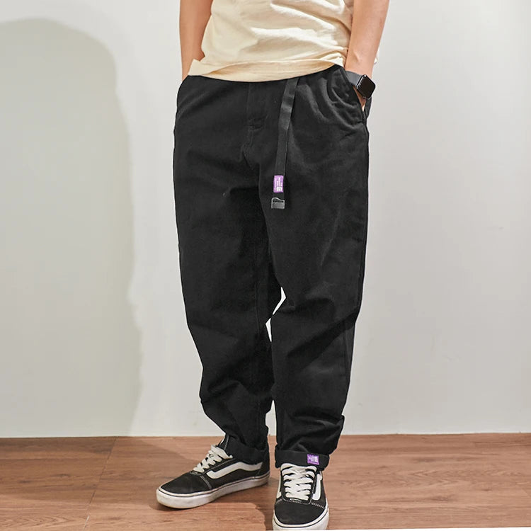 Men's Baggy Tapered Casual Cotton Pants for All Seasons