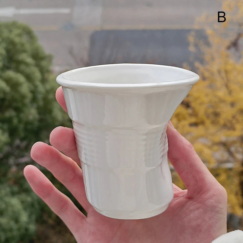 Taza de café de cerámica arrugada con estilo | Tumbler nórdico único