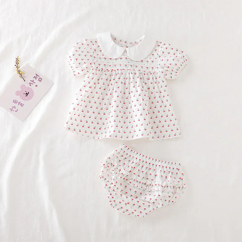 Summer Baby Girls Clothing Set | Floral Puff Sleeve Outfit