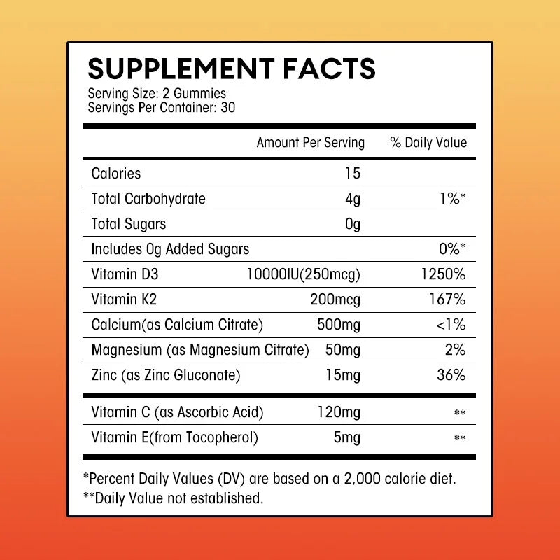 Plant-Based Vitamin D3 & K2 Gummies for Strong Bones and Heart Health