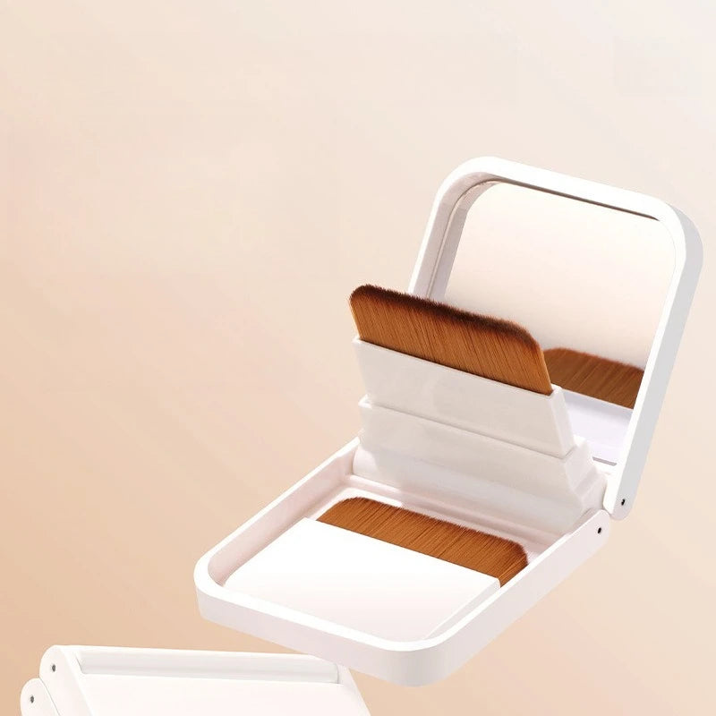 Portable Compact Mirror with Fish Tail Foundation Brush | Makeup Essential