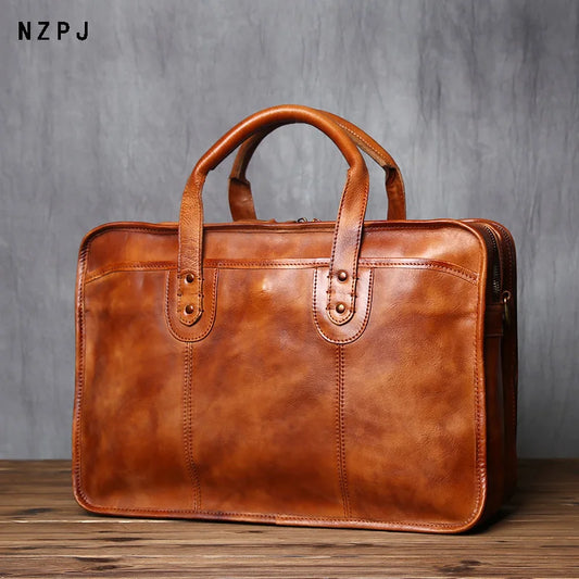 Maletín Retro de Cuero para Hombre | Bolso de Viaje para Portátil Hecho a Mano