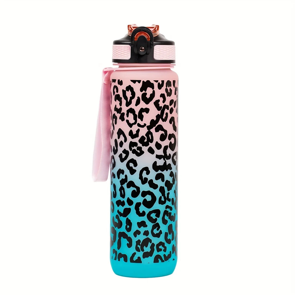 1 Liter Large Capacity Leopard Print Plastic Cup Leak Proof Sports Water Bottle Drink Items Outdoor Travel Portable Gym Bottle