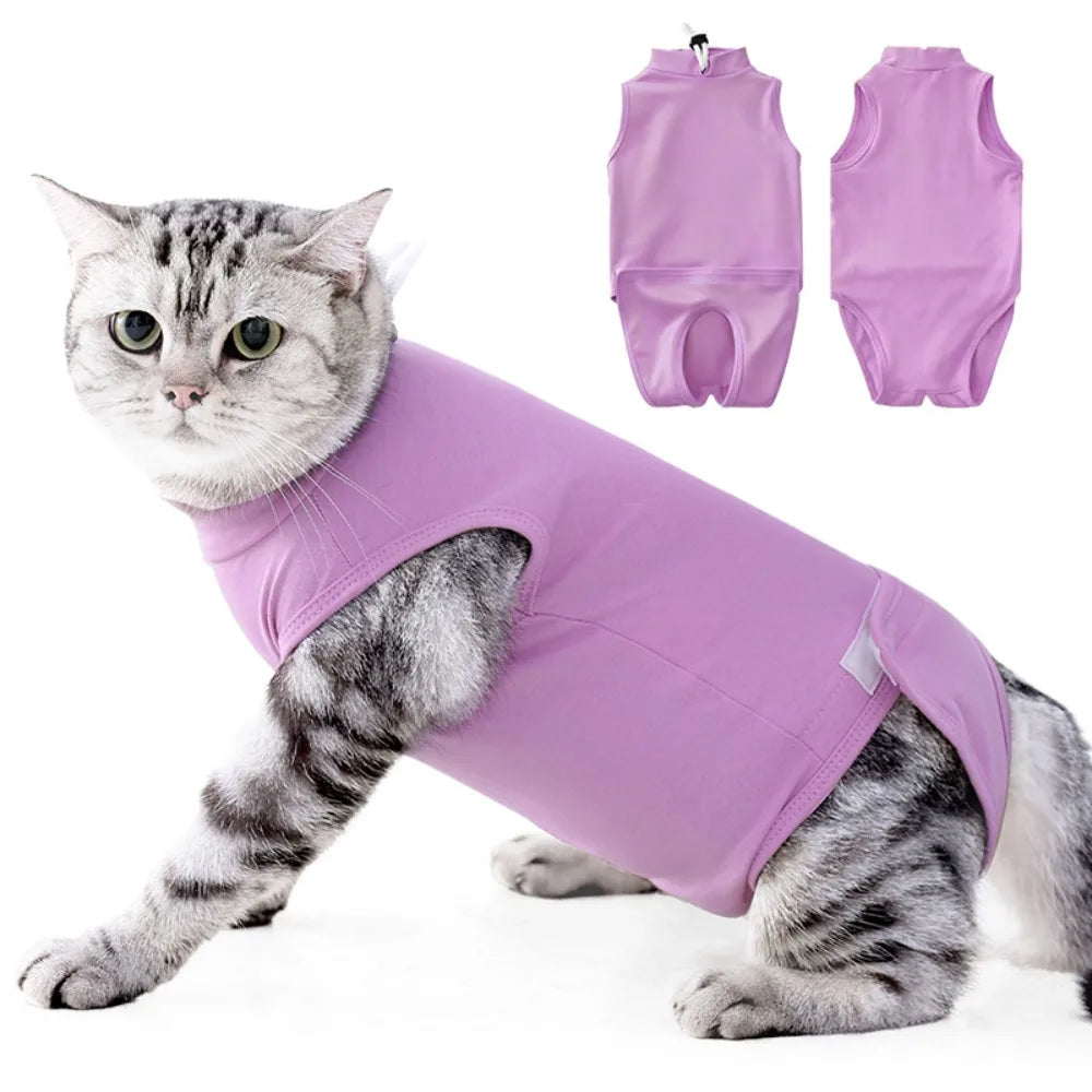 Traje de recuperación para gatos suave y transpirable | Traje ajustable anti-lamido