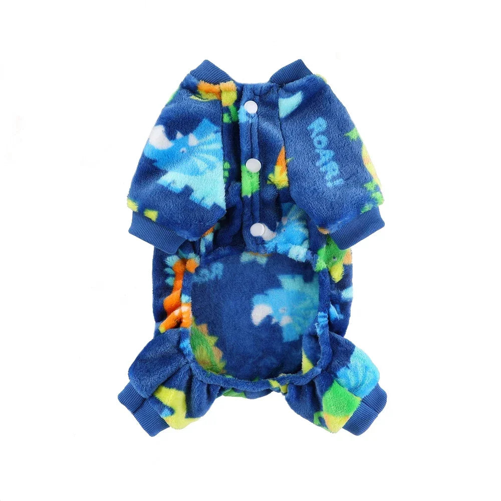 Winter Warm Fleece Dog Jumpsuit | Cozy Pajamas for Small Dogs