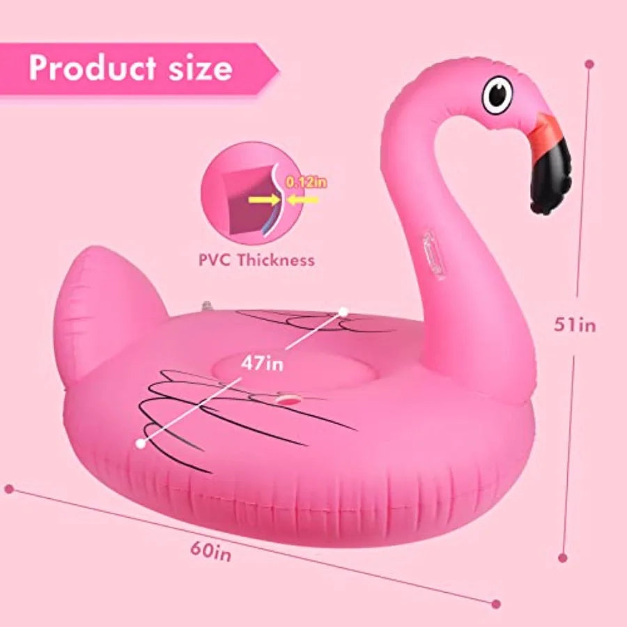 Large Solar-Powered Flamingo Pool Float with LED Lights