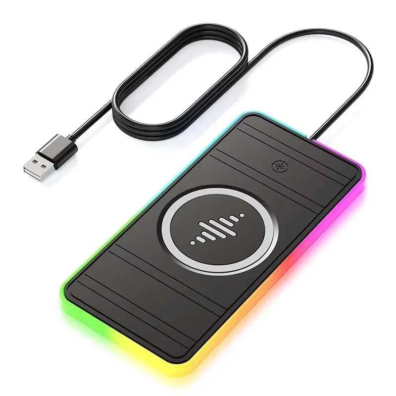 Almohadilla de carga inalámbrica rápida para coche con luz RGB para todos los teléfonos