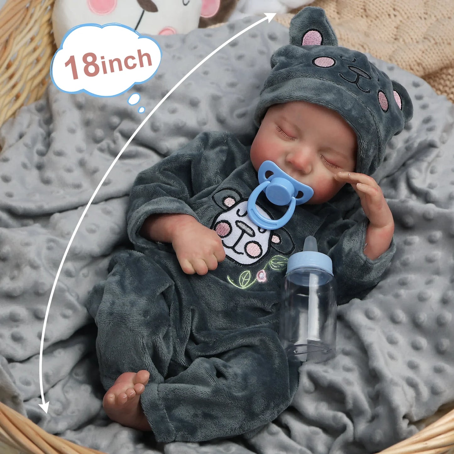 Muñeco Bebé Reborn Realista de 45 cm | Muñeco Suave Ponderado y Articulado
