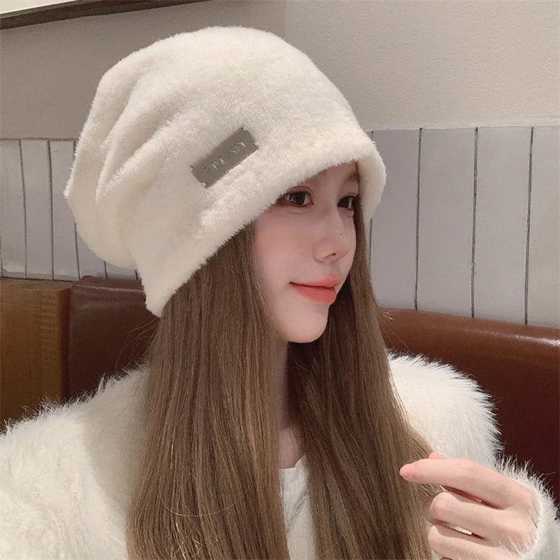 Women's Plush Beanie Hat | Thick Warm Fleece Wool Skull Cap Winter Outdoor 2026