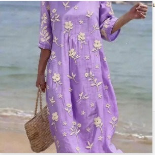 Women's Mid-Length Sleeve Dress with Pockets | Stylish and Comfortable