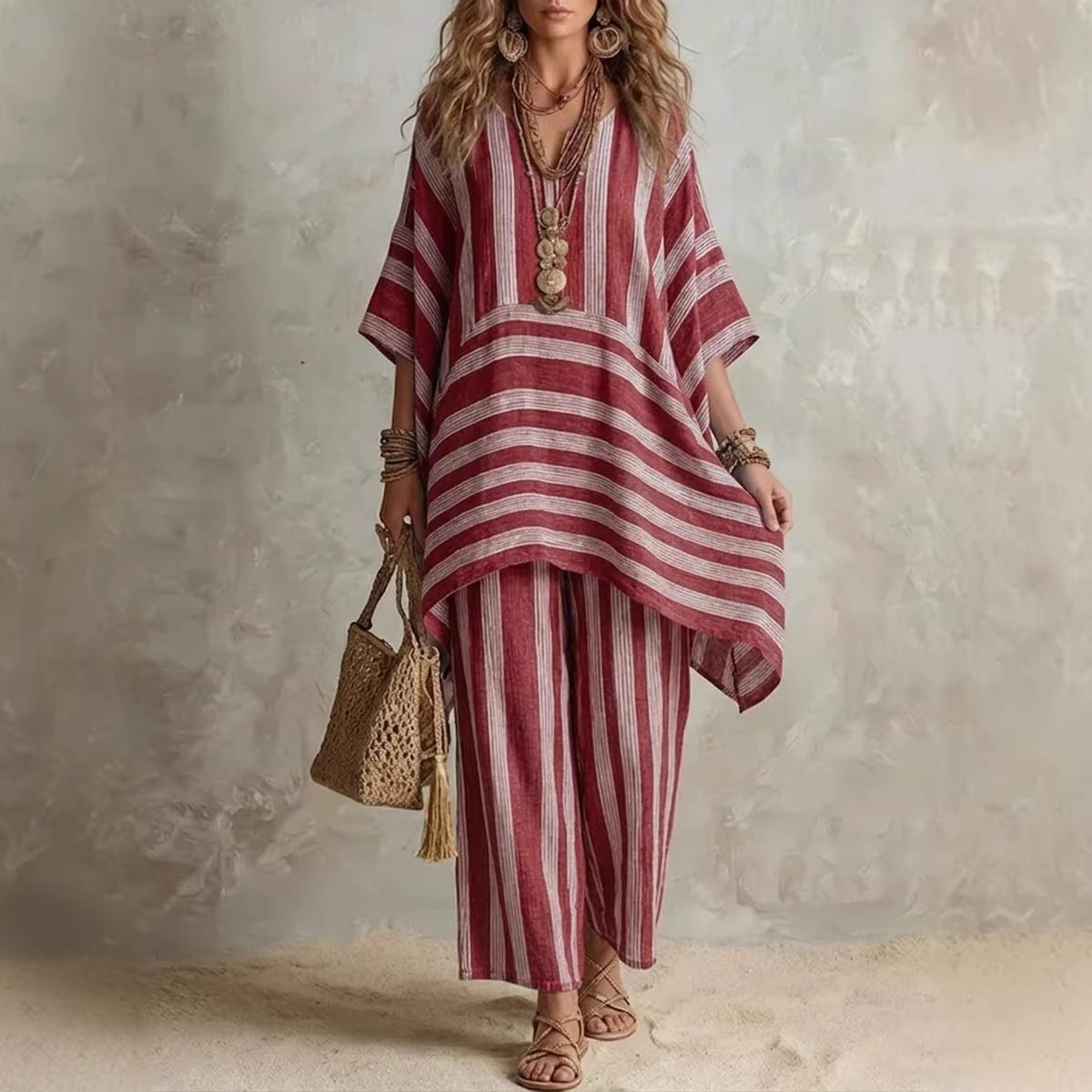 Stylish Women's Striped Casual Two-Piece Set | Effortless Fashion