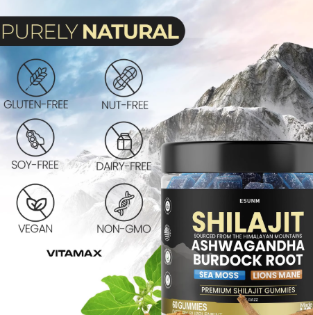 Shilajit and Ashwagandha Gummies | Daily Stress Relief Supplement