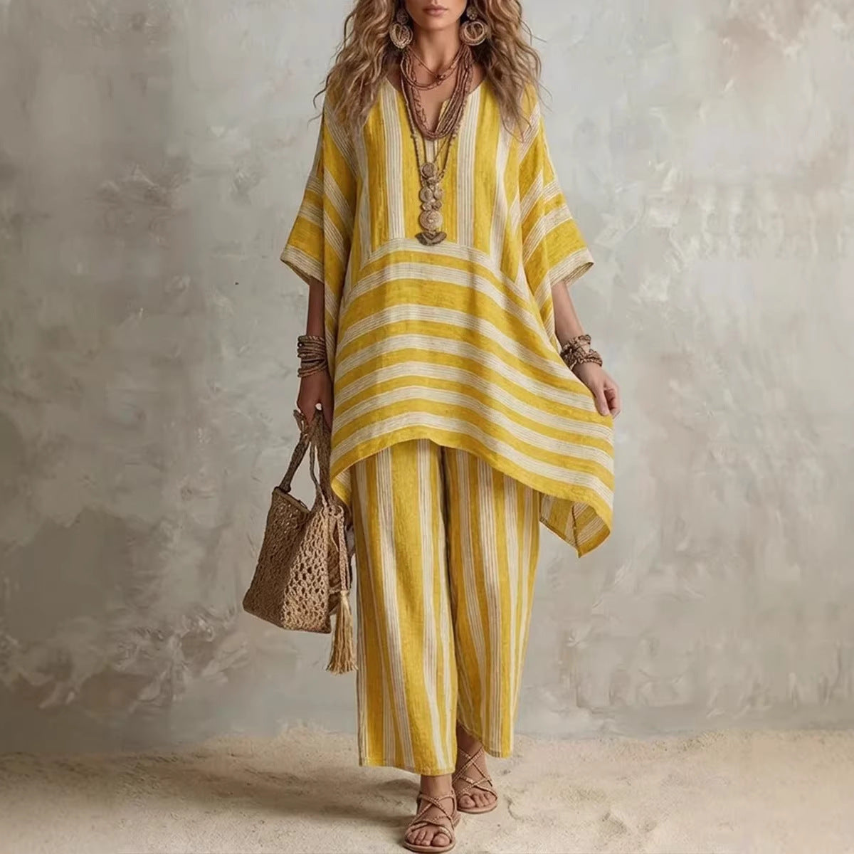Stylish Women's Striped Casual Two-Piece Set | Effortless Fashion