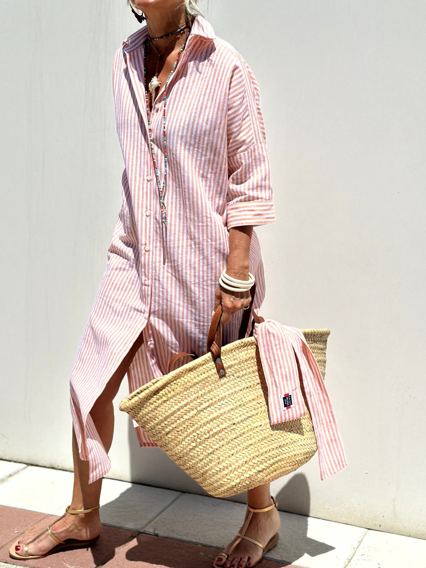 Stylish Women's Striped Polo Shirt Dress | Smart Casual Fashion