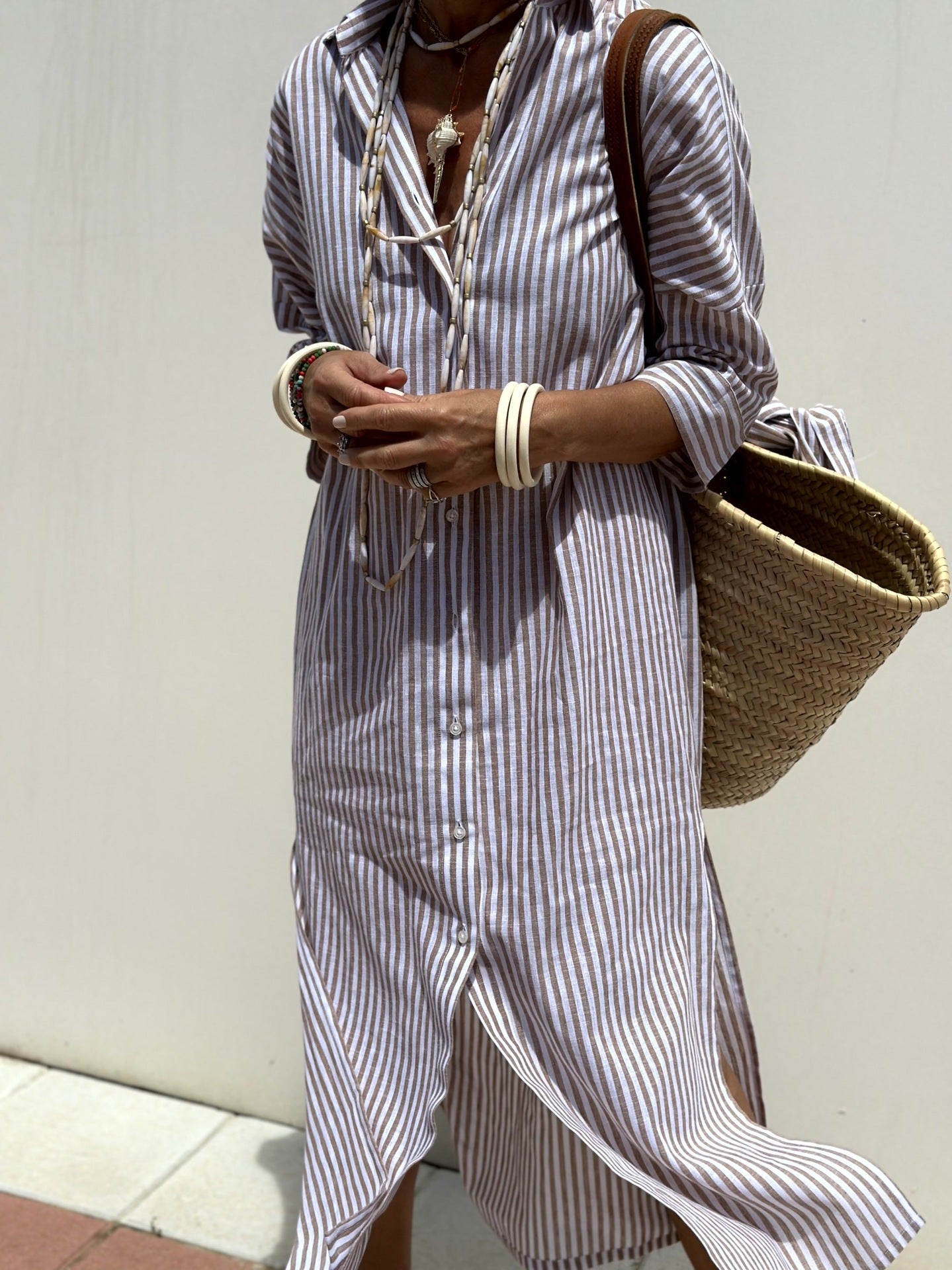 Stylish Women's Striped Polo Shirt Dress | Smart Casual Fashion