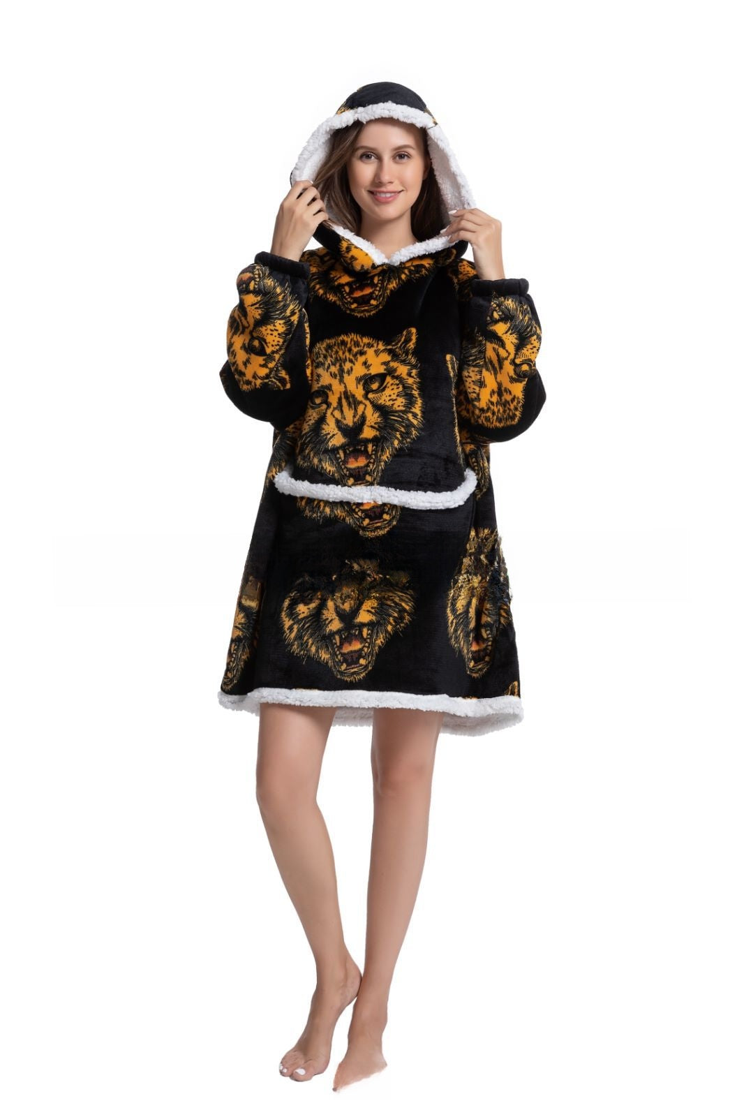 Cozy Lamb Wool Hooded Blanket Pullover | Warm & Soft Wearable Blanket