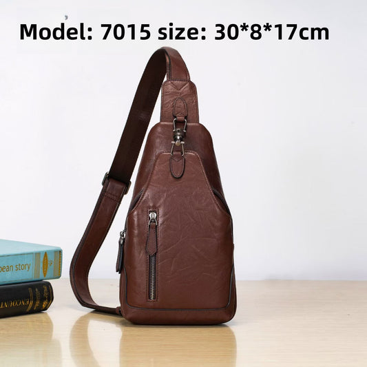 Men's Genuine Leather Crossbody Chest Bag with Lock | Stylish and Secure