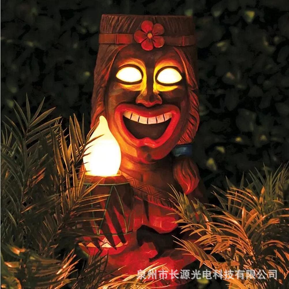 Smiley Totem Solar Resin Garden Decoration | Whimsical Outdoor Charm