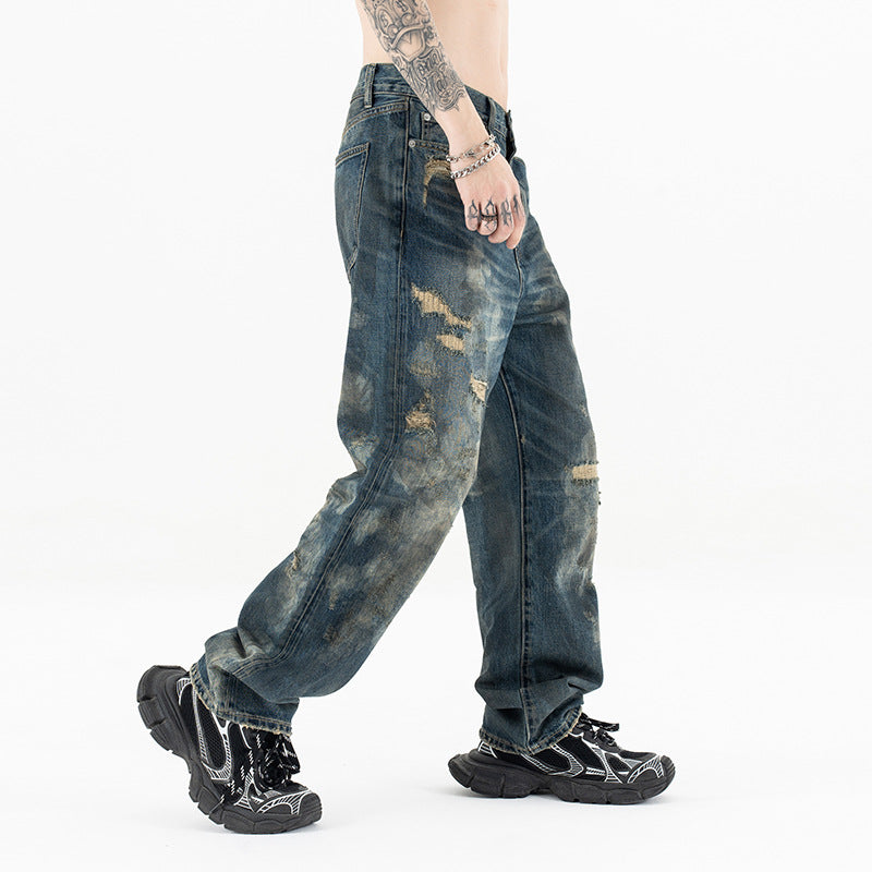 Washed Japanese Casual Straight Jeans | Vintage Comfort Style