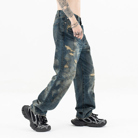 Washed Japanese Casual Straight Jeans | Vintage Comfort Style