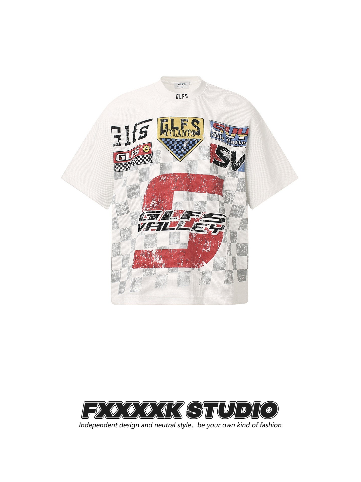 Checkered Flag Print Streetwear T-Shirt | Casual Racing Style