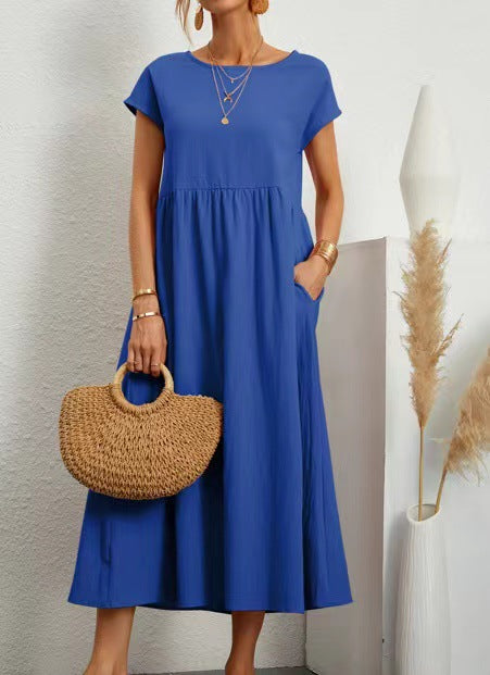 Sleeveless Cotton Linen Pocket Dress | Comfortable Versatile Style