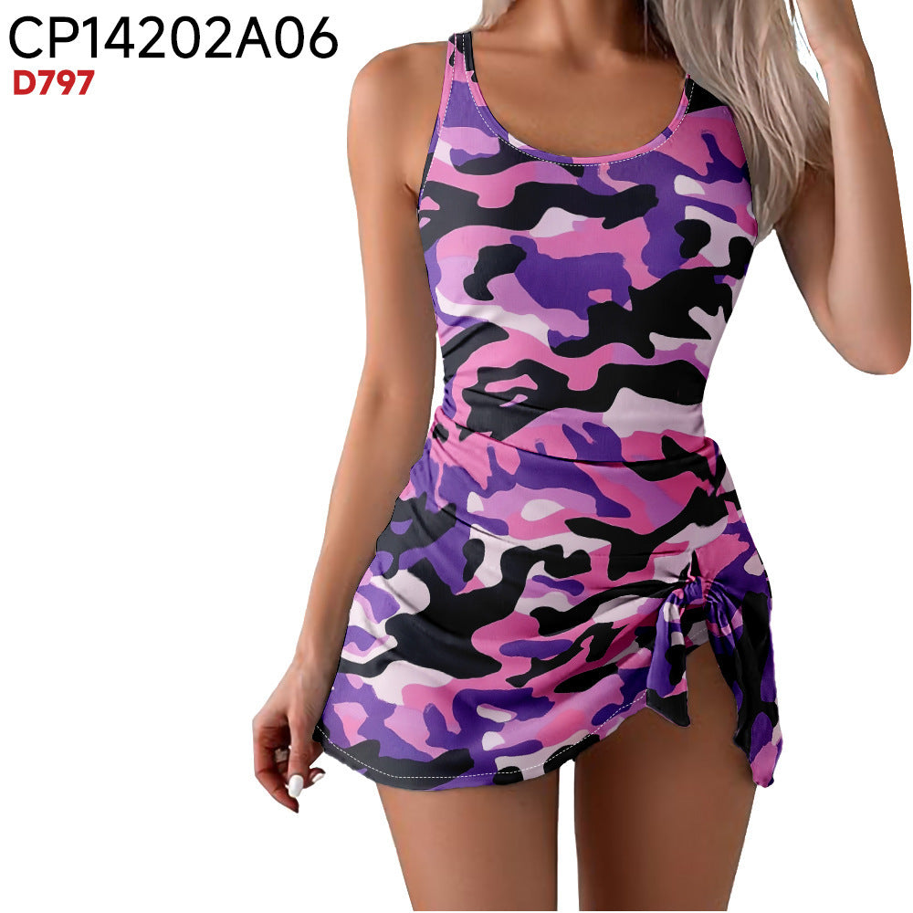 Women's Camouflage Print One-Piece Swimsuit | Trendy Beachwear