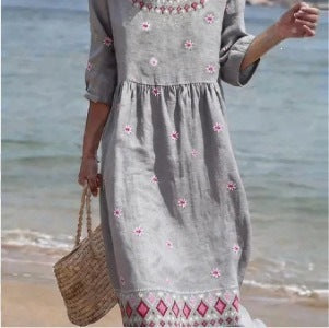 Women's Mid-Length Sleeve Dress with Pockets | Stylish and Comfortable