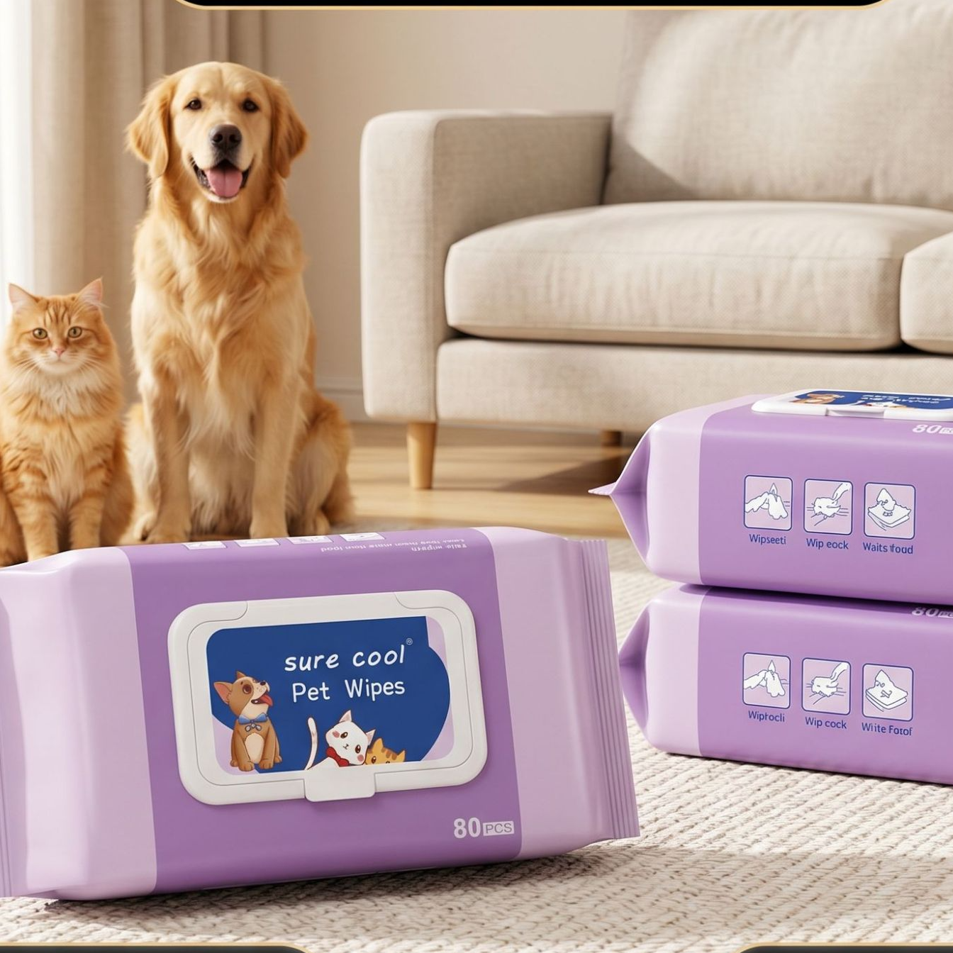 Gentle Pet Cleaning Wet Wipes | Herbal Scent for Freshness