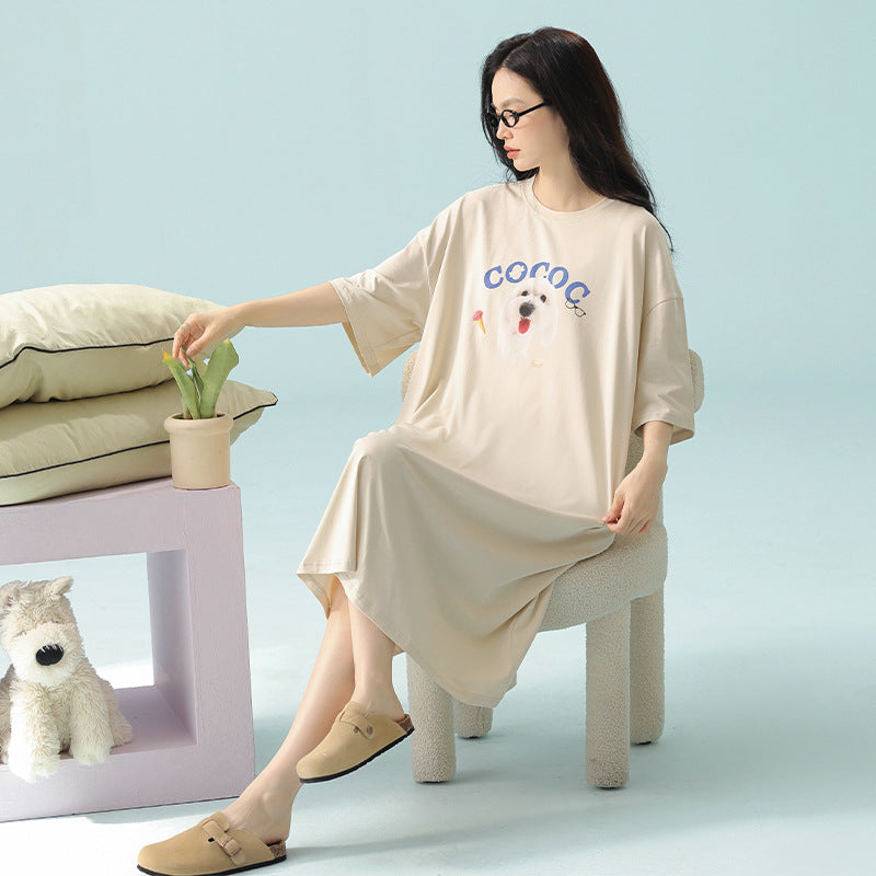 Modal Summer Nightgown | Comfortable Loose Home Dress