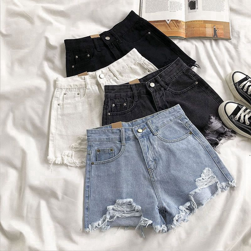 High Waisted Ripped Denim Shorts | Trendy Wide Leg Style