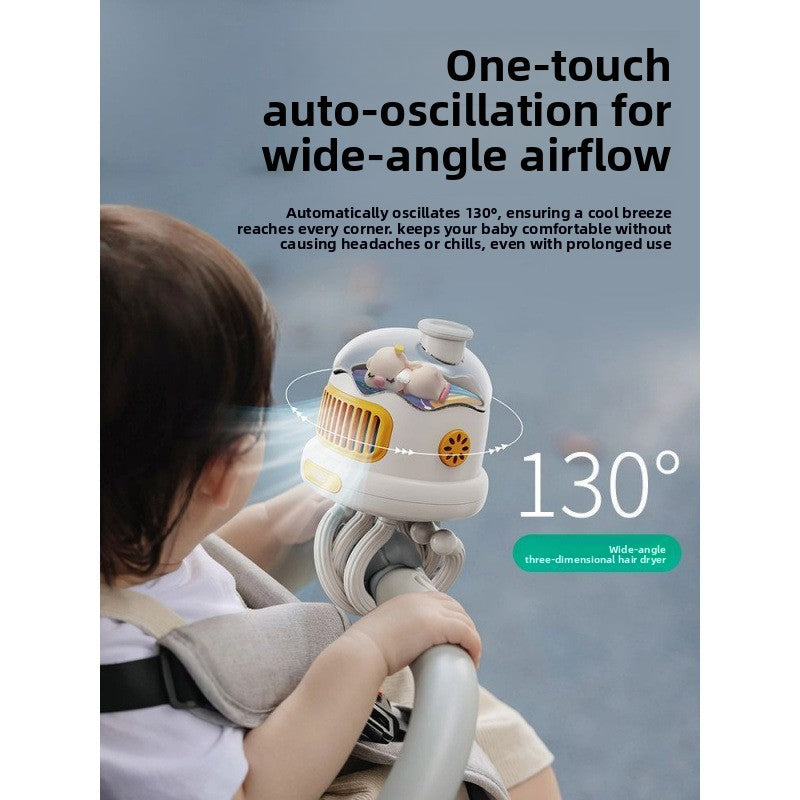 Bladeless Clip-On Stroller Fan with Mosquito Repellent | Safety and Comfort