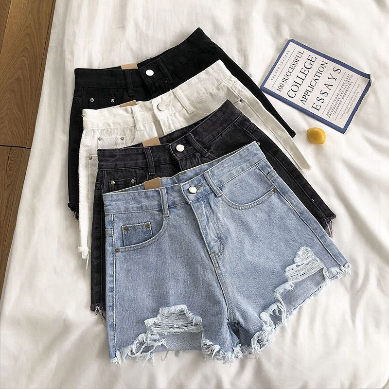 High Waisted Ripped Denim Shorts | Trendy Wide Leg Style