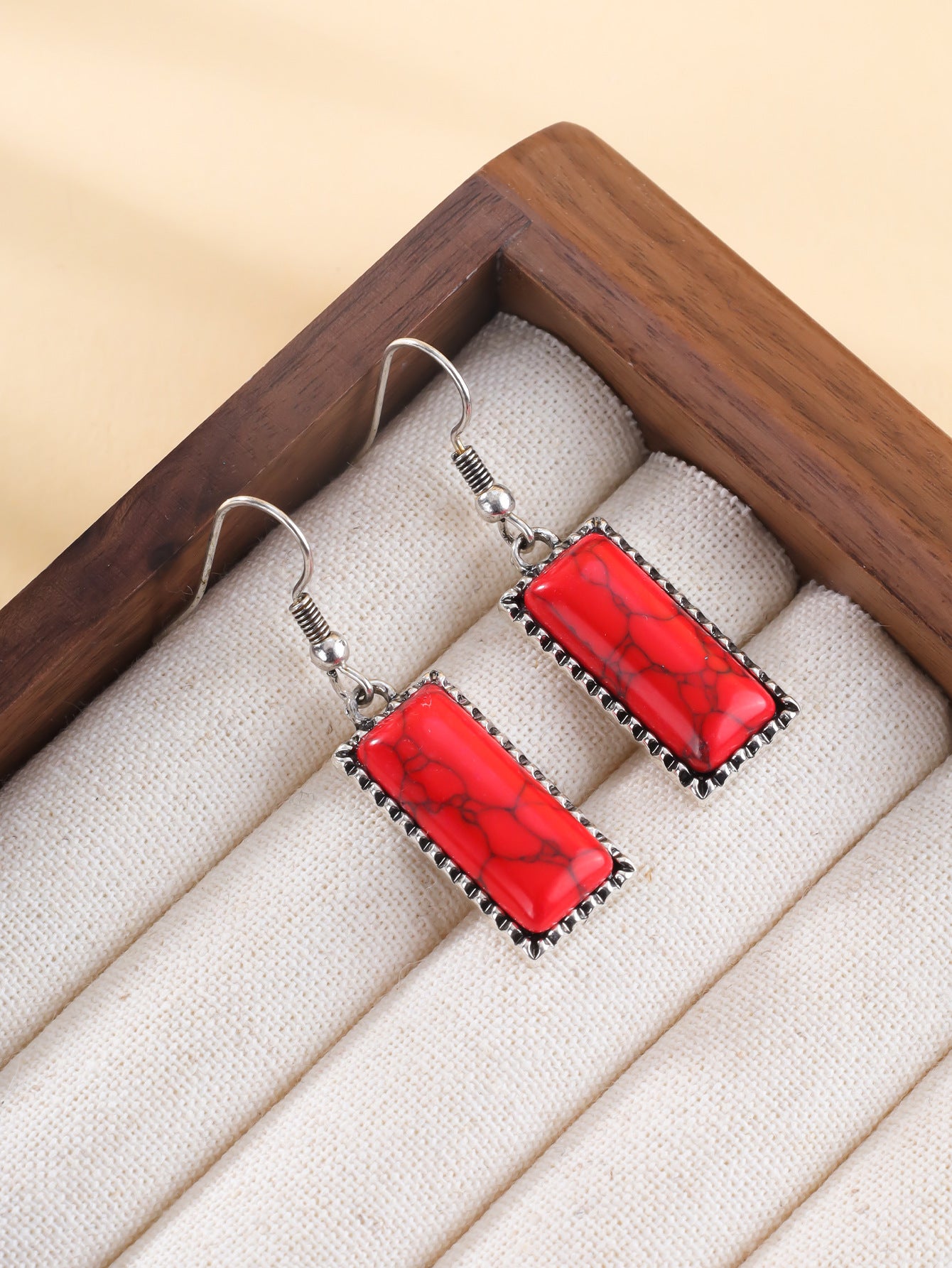 Vintage Rectangular Turquoise Stud Earrings | Elegant Jewelry