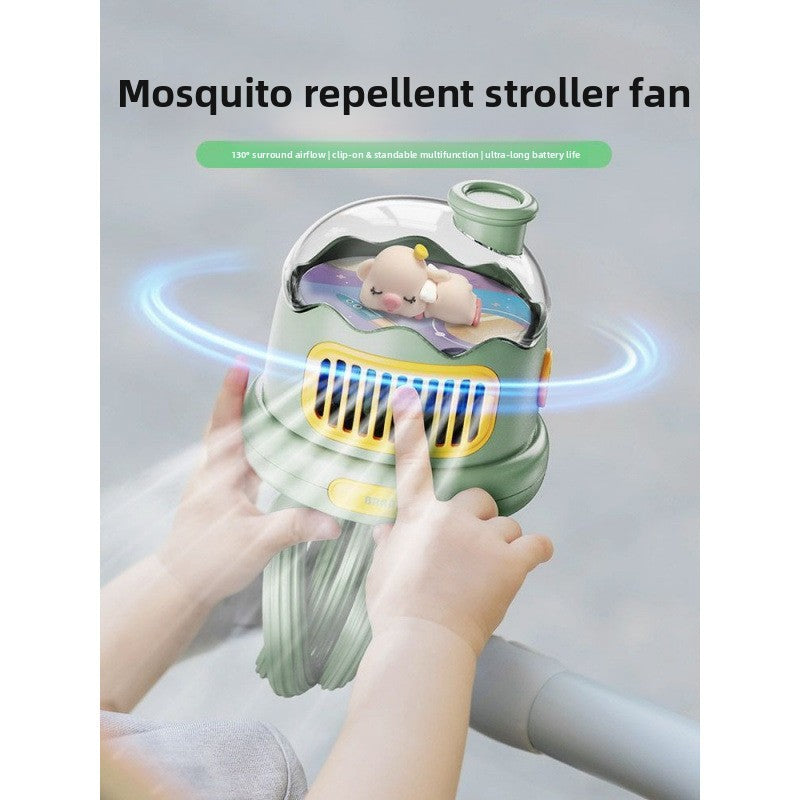Bladeless Clip-On Stroller Fan with Mosquito Repellent | Safety and Comfort