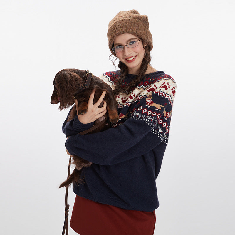 Vintage Fair Isle Contrast Sweater | Cozy Loose Fit Pullover